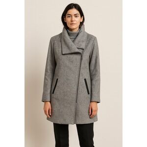Vince Camuto Womens Mixed Fabric Wool Coat Grey Size  XLarge